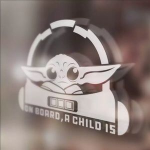 Adorable 😍 baby Yoda on board decals